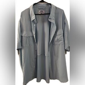 AFTCO Blue Vented Button Down Fishing Shirt, Size 2X